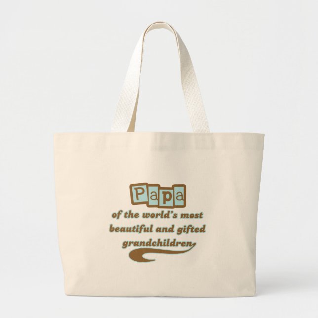 Papa of Gifted Grandchildren Large Tote Bag (Front)