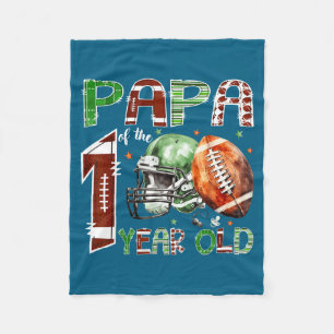 Papa Of The 1 Year Old Football Lover 1st Birthday Fleece Blanket