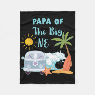 Papa Of The Big One Surfing Beach Theme 1st Birthd Fleece Blanket
