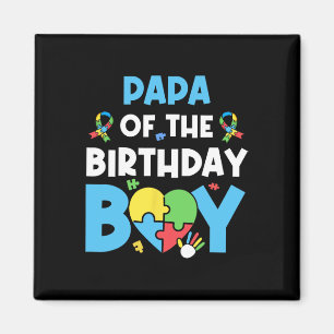 Papa Of The Birthday Boy Autism Awareness Puzzle H Magnet