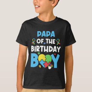 Papa Of The Birthday Boy Autism Awareness Puzzle H T-Shirt