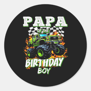 Papa Of The Birthday Boy Monster Truck Birthday Ki Classic Round Sticker