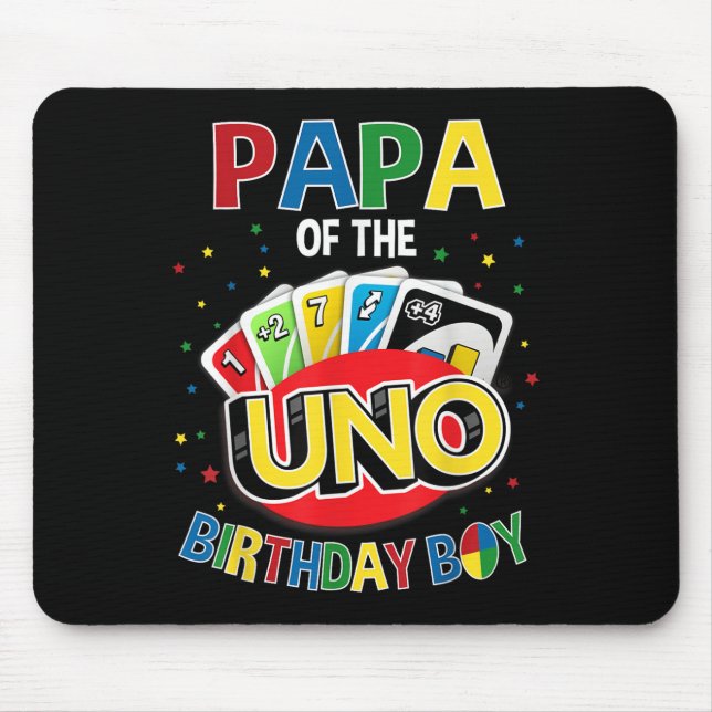 Papa Of The Birthday Boy Uno Game B-day Family Par Mouse Pad (Front)