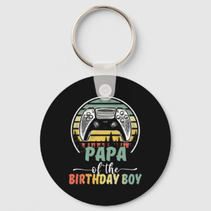 Papa Of The Birthday Boy Video Gamer Matching Fami Keychain