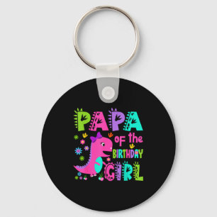 Papa of the birthday girl saurus rex dinosaur keychain
