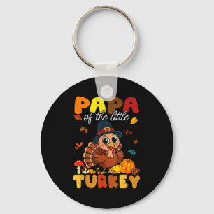 Papa Of The Little Turkey Thanksgiving Baby Shower Keychain