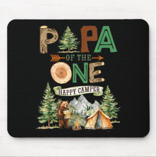 Papa of the one happy camper 1st birthday camping mouse pad