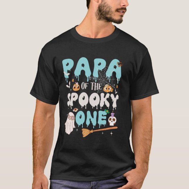 Papa of The Spooky One Boy 1st Birthday Halloween  T-Shirt (Front)