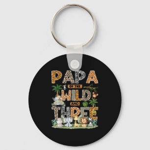 Papa Of The Wild & Three Zoo 3rd Birthday Safa Keychain