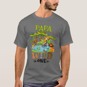 Papa Of The Wild One Zoo Birthday Woodland Animals T-Shirt