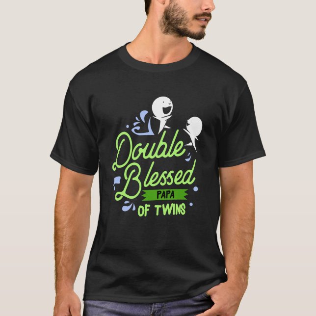 Papa Of Twins Grandpa Announcement Grandfather To  T-Shirt (Front)