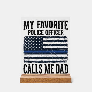 Papa officier de police ligne bleue mince vintage