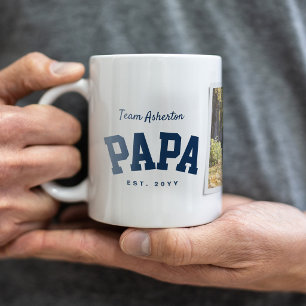 Papa one photo sporty navy blue Father's Day Coffee Mug