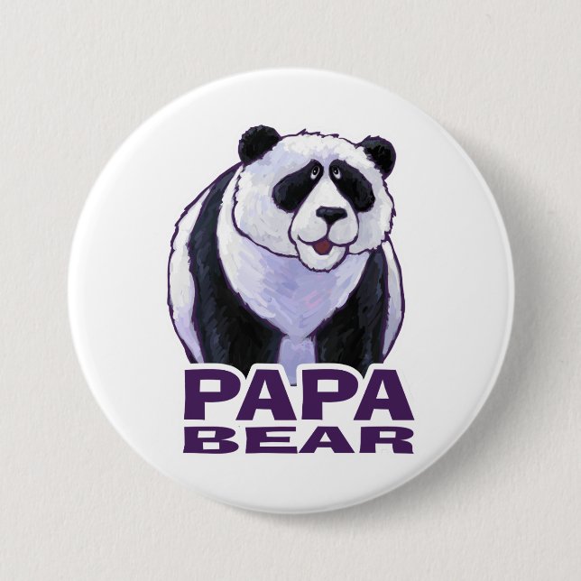 Papa Panda Bear 3 Inch Round Button (Front)