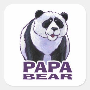 Papa Panda Bear Square Sticker