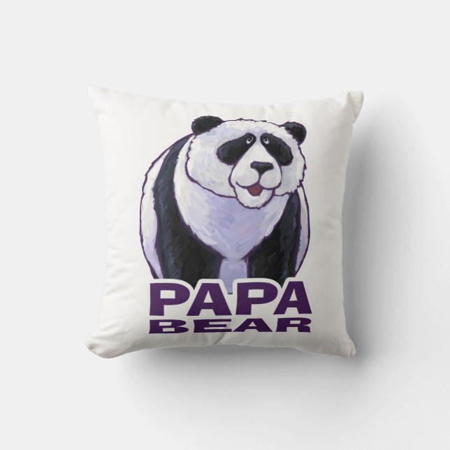 Papa Panda Bear Throw Pillow (Front)