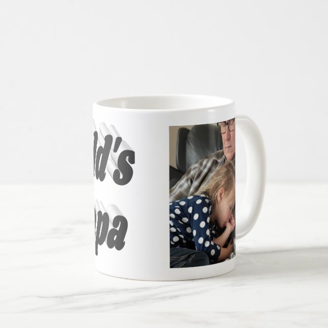 Papa photo with black text coffee mug (Front Right)