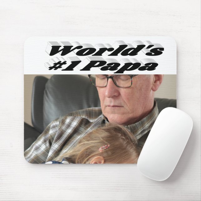 Papa photo with black text  mouse pad (With Mouse)
