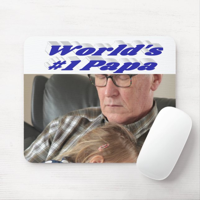 Papa photo with blue text  mouse pad (With Mouse)