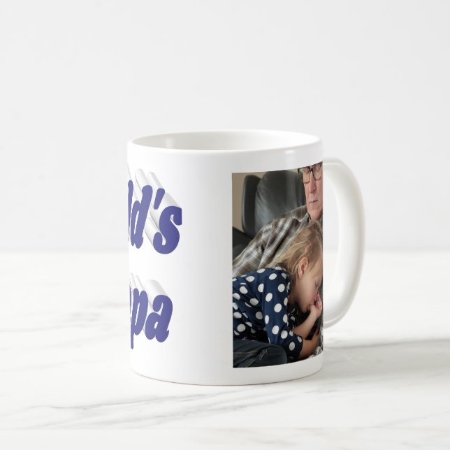 Papa photo with dark blue text  coffee mug (Front Right)