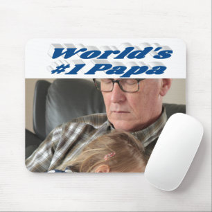 Papa photo with sea blue text  mouse pad