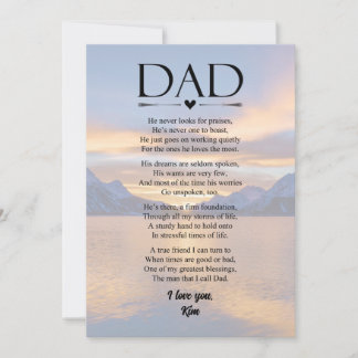 Papa Poème Carte de Fête des Pères Personnalisée