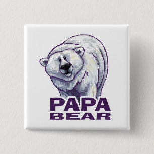 Papa Polar Bear 2 Inch Square Button