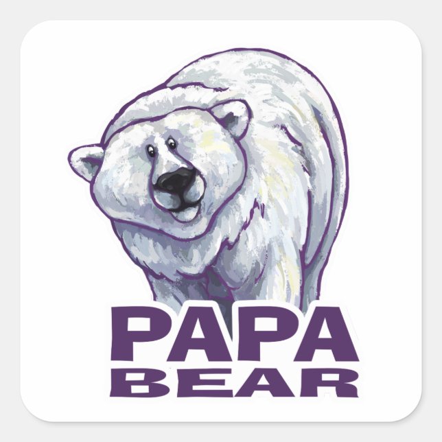 Papa Polar Bear Square Sticker (Front)