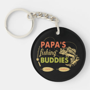 Papa’s Fishing Buddies Personalized grandkids Name Keychain