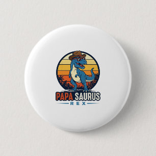 Papa Saurus Rex Cowboy Dinosaur Vintage Shirt_1 2 Inch Round Button