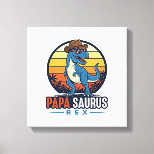 Papa Saurus Rex Cowboy Dinosaur Vintage Shirt_1 Canvas Print