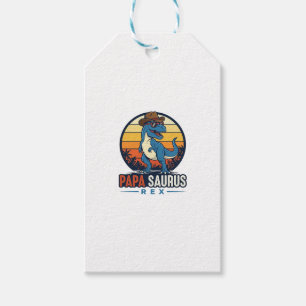 Papa Saurus Rex Cowboy Dinosaur Vintage Shirt_1 Gift Tags