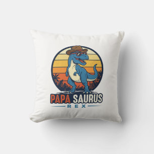 Papa Saurus Rex Cowboy Dinosaur Vintage Shirt_1 Throw Pillow