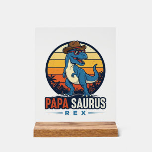 Papa Saurus Rex Cowboy Dinosaure Vintage T-Shirt_1