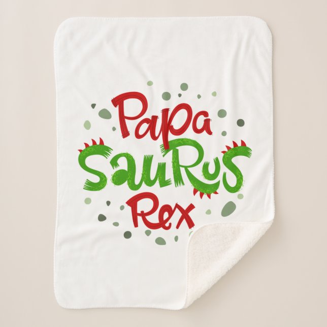 Papa Saurus Rex Graphic Sherpa Blanket (Front)