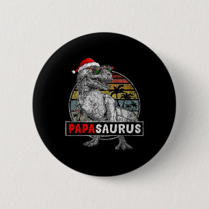Papa Saurus T Rex Dinosaur Christmas Family Matchi 2 Inch Round Button