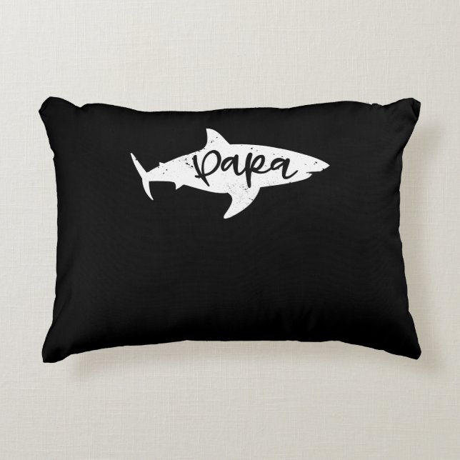 Papa Shark Dad Fin Father Distressed Accent Pillow (Front)
