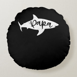Papa Shark Dad Fin Father Distressed Round Pillow