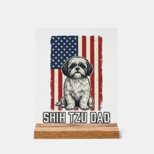 Papa Shih Tzu Drapeau Patriotique Vintage Chemise 