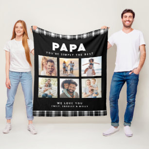 Papa Simply The Best Photo Collage Gift Fleece Blanket