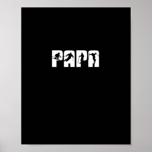 Papa Skier Skiing Dad Ski Cute Christmas Gift  Poster