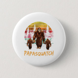 Papa Squatch Retro Bigfoot Dad Sasquatch Yeti Fath 2 Inch Round Button