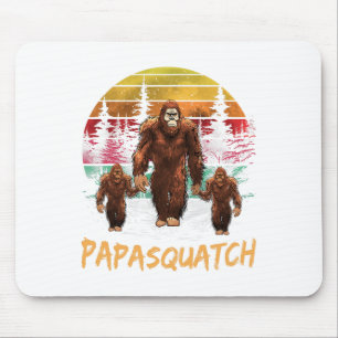Papa Squatch Retro Bigfoot Dad Sasquatch Yeti Fath Mouse Pad