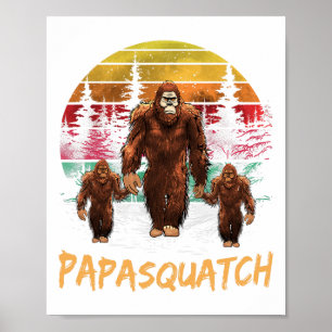 Papa Squatch Retro Bigfoot Dad Sasquatch Yeti Fath Poster