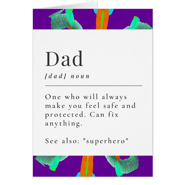 Papa Superhero Dictionnaire Abstrait Carte d'anniv (Devant)