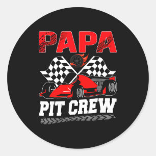 Papa T Crew Racing Family Race Car Birthday Boy  Classic Round Sticker