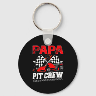 Papa T Crew Racing Family Race Car Birthday Boy Keychain