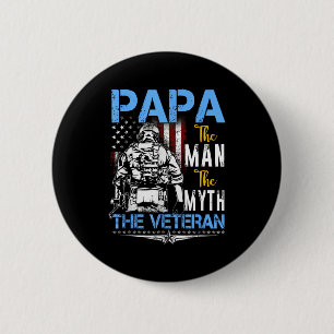 Papa the man myth veteran military - fathers dayPa 2 Inch Round Button