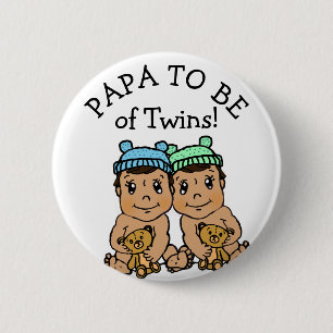 Papa to be of Twins, Hispanic Baby Shower 2 Inch Round Button