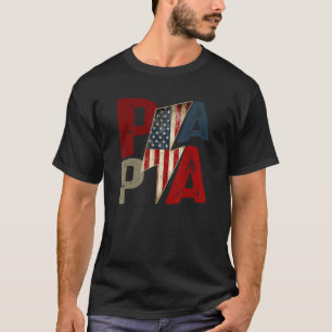 Papa Vintage Us Flag Lightning Bolt Fathers Day T-Shirt